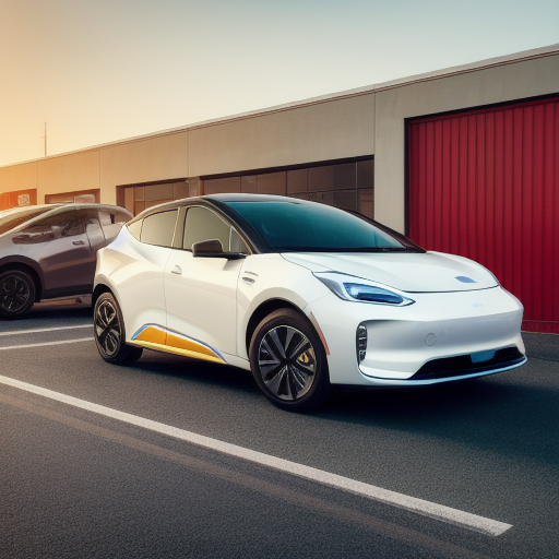 Electric vehicle at a fast charging station